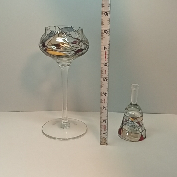 Vintage Partylite mosaic calypso stemmed glass votive candle holder & snuffer - Picture 5 of 6